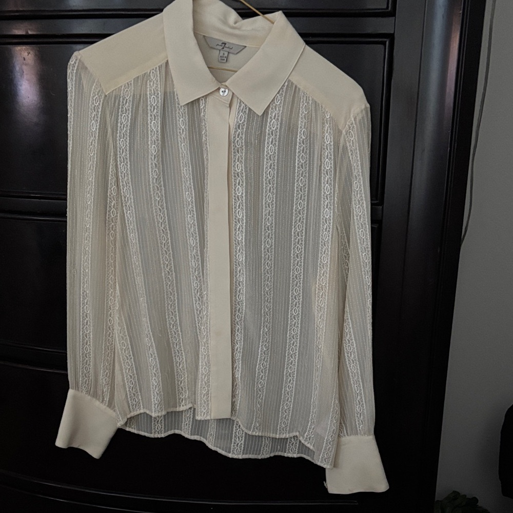 Cream Sheer Lace Blouse